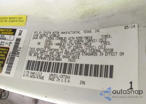 2014 Toyota Tundra Sr 4.6L V8 from USA, damaged, VIN 5TFRM5F13EX078084